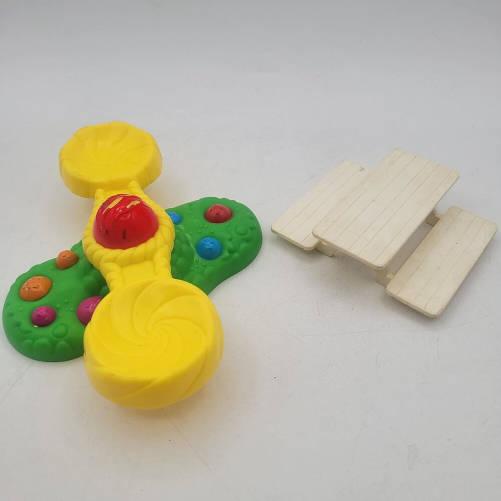 Playskool WEEBLES Lot of Merry Go Round 2005 Hasbro & Vintage 1973 Picnic Table